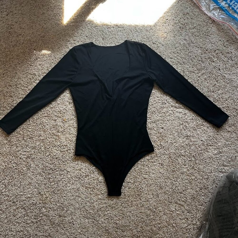 Black V-Neck Bodysuit